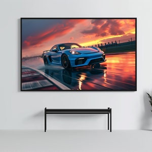 Porsche 718 Cayman GT4 Poster | Super Car Art Print | Sportscar Wall Decor | Car Poster | Boys Room  Home Office Decor | Car Enthusiast Gift