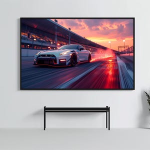 Nissan GTR R35: Racing Car Poster | CarCulture WallArt Print | JDM Sports Car Decor| Fast and Furious| Street Racer | AI Artwork | Enduring