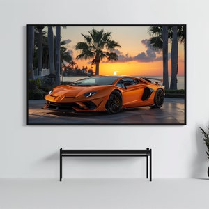 Lamborghini Aventador Poster | Hyper Car Art Print | Super Car Wall Decor | Boys Room & Home Office Decor | Car Gifts | Motorsports Artwork