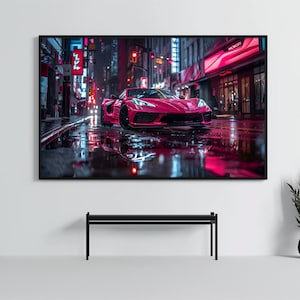 Corvette C8 ZR1: Poster di auto sportive di classe / Stampa WallArt CarCulture / Arredamento da corsa / Regalo CustomCarPoster / Decorazione opera d'arte Chevy Auto