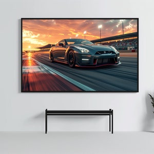 Nissan GTR R35: Racing Car Poster | CarCulture WallArt Print | JDM Sports Car Decor| Fast and Furious| Street Racer | AI Artwork | Enduring