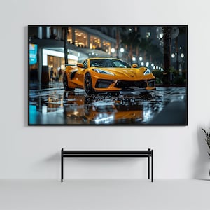 Corvette C8 ZR1: Poster di auto sportive di classe / Stampa WallArt CarCulture / Arredamento da corsa / Regalo CustomCarPoster / Decorazione opera d'arte Chevy Auto