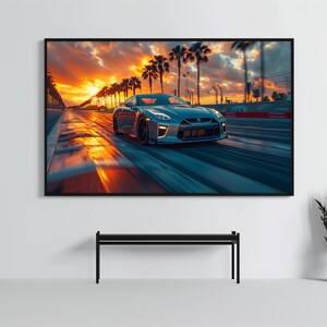 Nissan GTR R35: Racing Car Poster | CarCulture WallArt Print | JDM Sports Car Decor| Fast and Furious| Street Racer | AI Artwork | Enduring