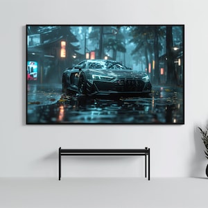 Digital Audi R8: Classy Sports Car Poster | CarCulture Digital Art | Audi Poster Racing Decor | CustomCarPoster Gift