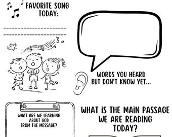 Kids Sermon Notes Printable, Christian Worship Activity (PDF)