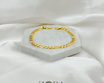 Pulseira de corrente Figaro em ouro 22K – Presente unissex de alta qualidade