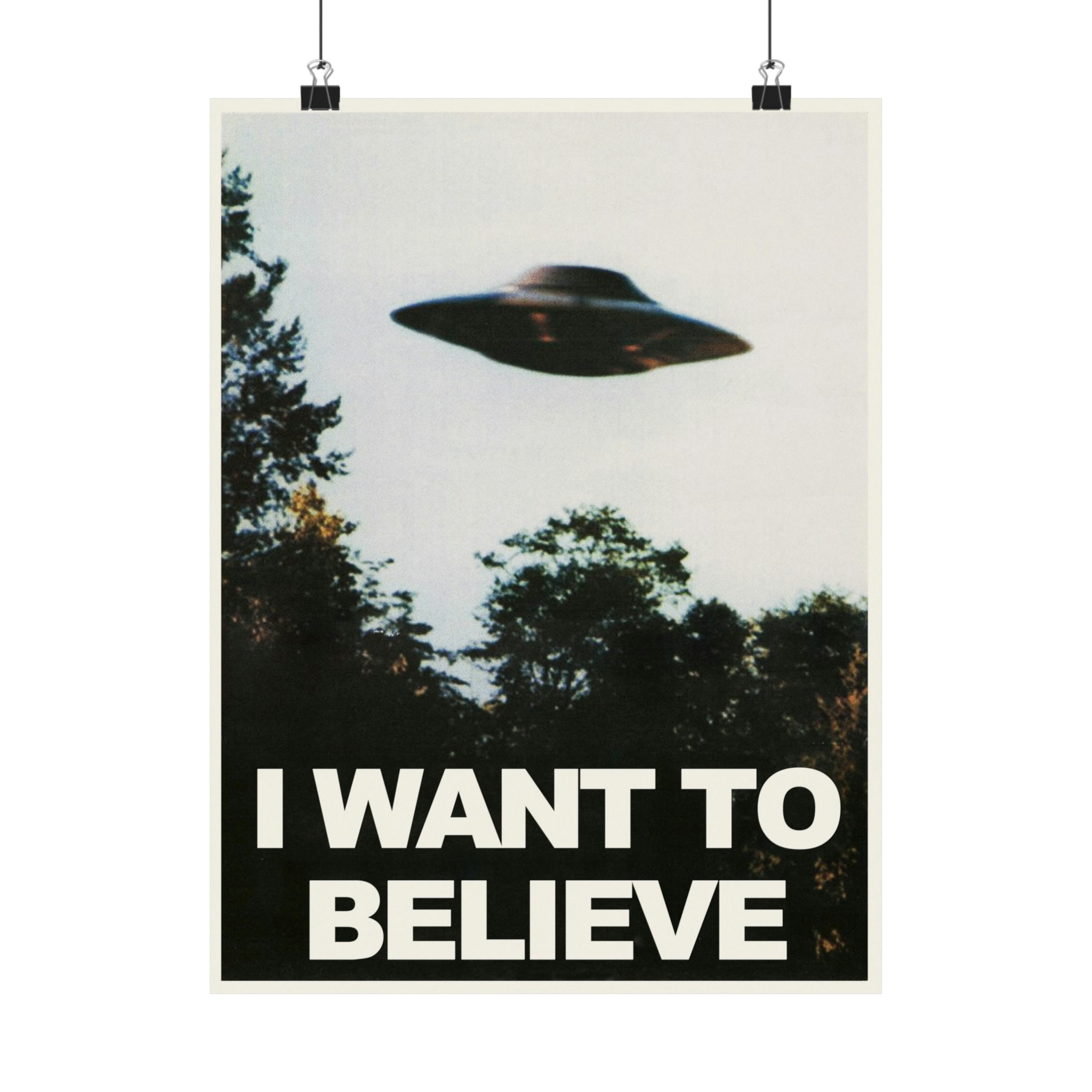 I Want to Believe X-Files Poster Print - Vintage Sci-Fi Art, UFO Conspiracy Theory, Mulder & Scully Fan Gift - 12x16,18x24 Retro Wall Decor