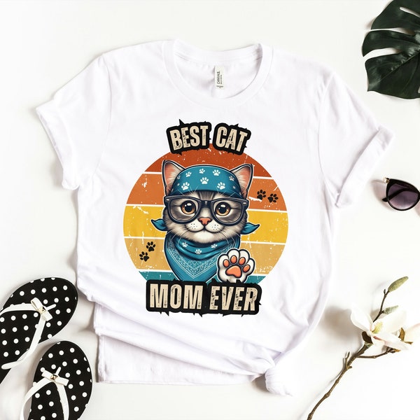 Best Cat Mom Ever Funny Shirt Women, Gift for Her, Cat Lover shirt , Cat Mom Gift, Cat Mom Tshirt, Retro Cat Mom Shirt, Cat mama, Mom life.