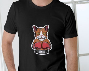 Funny Kickboxing cat T-Shirt, Boxing Boxer Cat Shirt, for Boxer, Boxing Coach, boxing women, boxing girl, Boxer Cat, Cat fighter, Boxer Mom.