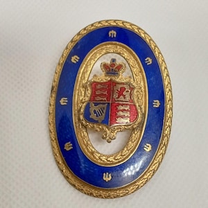 Queen Victoria 1890 enameled coat of arms  brooch (C)