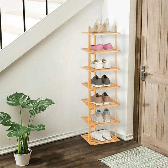 7 tier Bamboo Shoe Rack Entryway Shoe Organizer Corner Shoe Rack Tall Shoe Rack Handmade Shoe Stand Shoe Shelf Shoe Storage Etsy