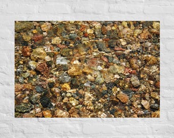 Abstract River Rock with Water Ripples Photography: Poster and Canvas Print