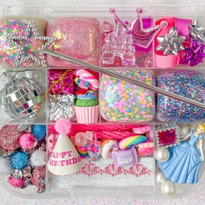 Fairy Tail Glitter Playdough Sensory Kit with Accessories for Girls Handmade Birthday Gift