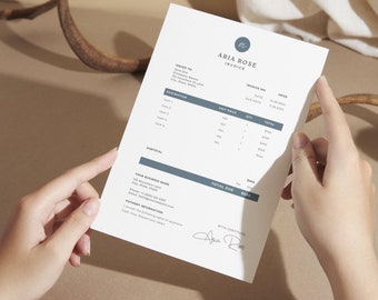 Modelo de fatura Canva, fatura empresarial minimalista neutra, serviços de atendimento ao cliente para proprietários de pequenas empresas editáveis digitalmente