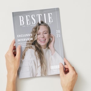 Vogue Birthday Magazine Template, Bestie Magazine, Editable Canva Pages, Personalized Customizable Birthday Gift Magazine Cover