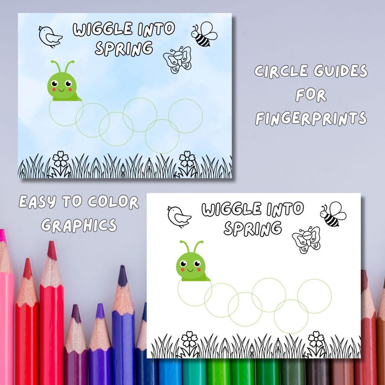 Fingerprint Worksheet Spring Spring Handprint Kids Art Template Preschool Fingerprint Craft | Easy ...
