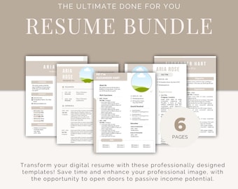 Modelos de currículo Canva Neutro Limpo Minimalista Pronto para usar Produtos digitais Editável com direitos de revenda PLR MMR