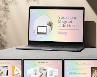 Modelo de página de destino de site Lead Magnet Canva, funil de vendas de geração de leads digital editável para cursos, treinadores, criadores, proprietários de empresas