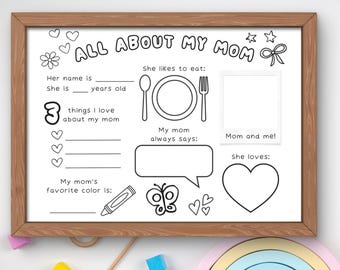 Página para imprimir do Dia das Mães, Tudo sobre minha mãe, Presente para o Dia das Mães, Cartão para a mamãe, Página de atividades, Página para colorir do Dia das Mães, Atividade faça você mesmo para o Dia das Mães