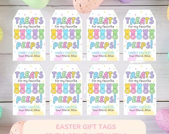 Etiquetas de Páscoa personalizadas para imprimir e editar, ideais para presentear amigos, para uso em sala de aula e para sacolas de doces e guloseimas.