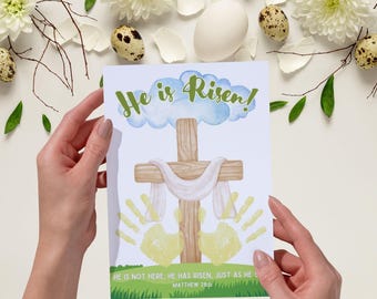 Artesanato de Páscoa com Impressão de Mão | Lembrança "Ele Ressuscitou" | Crianças, Pré-escola e Jardim de Infância | Atividade para Escola Dominical e Ensino Domiciliar