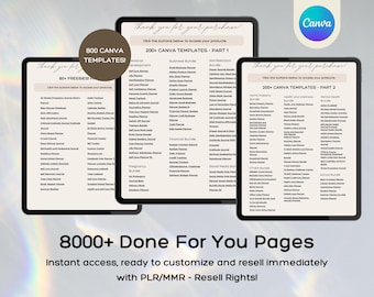 Pacote de produtos digitais PLR MRR com mais de 8.000 prontos para você, planejadores/rastreadores/diários digitais para impressão, direitos de revenda mestre DFY Canva Templates