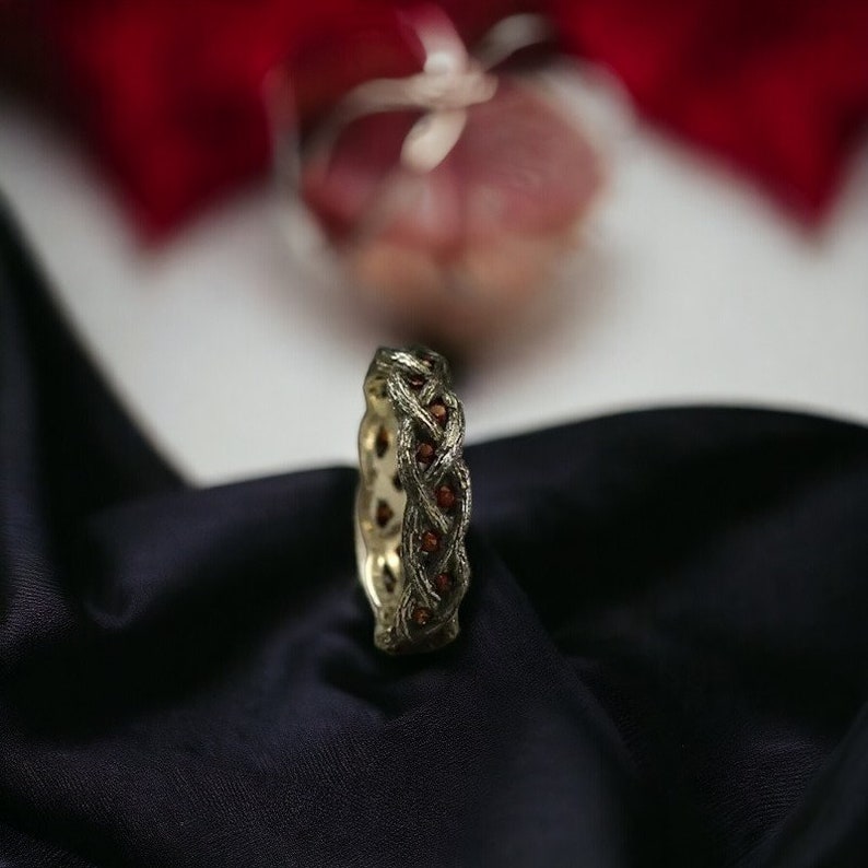 Vintage Unique Ring Branch Ring Red Crystal Ring Bohemian Vintage Ring Easter Gift Handmade Ring Gift for her Birthday Gift zdjęcie 3