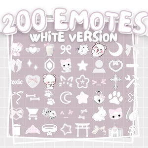 200 WHITE EMOTES PACK | For Discord and Twitch | Cute & Kawaii | Includes Letters, Numbers, Phrases, Reaction, Decorations, Animations, Gifs