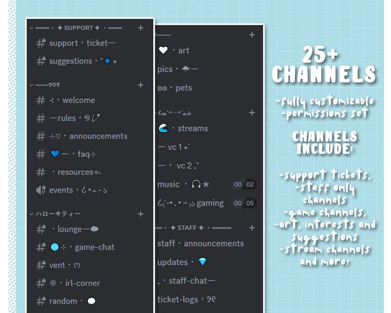 Baby Blue Discord Server Template 50 Roles 25 Channels Cozy , Cute , Aesthetic , Minimalistic , Simple INSTANT DOWNLOAD zdjęcie 2