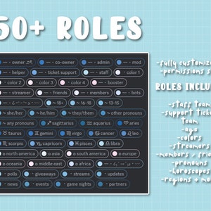 Baby Blue Discord Server Template 50 Roles 25 Channels Cozy , Cute , Aesthetic , Minimalistic , Simple INSTANT DOWNLOAD zdjęcie 3