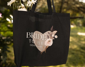 Personalisierbarer Jutebeutel Bride to be - JGA - Bride to be  - Geschenk Braut - Brautjungfer - Hochzeit - Team Bride-Team Braut-Jutebeutel