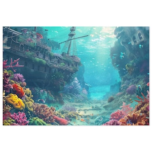 Underwater Pirate Ship Fantasy Jigsaw Puzzle for Adult/Teens - Perfect Gift for Puzzle Lovers (Various sizes available)
