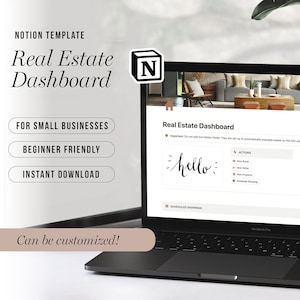 Real Estate CRM Notion Template | Realtors Dashboard | Real Estate Agent Planner | Notion Organizer & Tracker | Property Management System
