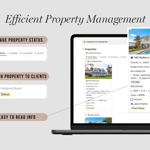 Real Estate CRM Notion Template | Realtors Dashboard | Real Estate Agent Planner | Notion Organizer & Tracker | Property Management System image 4