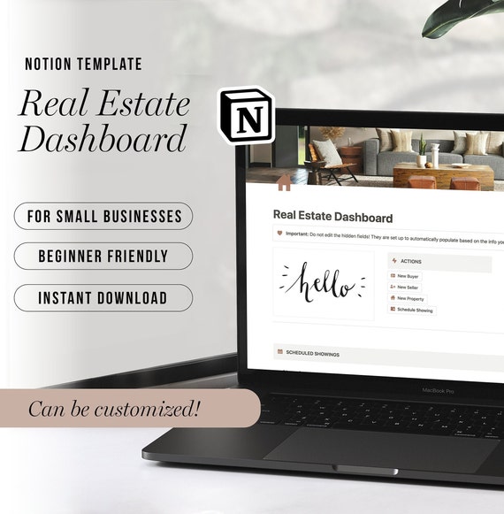 Real Estate CRM Notion Template | Realtors Dashboard | Real Estate Agent Planner | Notion Organizer & Tracker | Property Management System