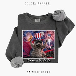 Camiseta divertida de mapache para el 4 de julio de Comfort Colors®, camiseta America 250, camiseta gráfica Bad Day To Be A Hot Dog, camiseta para fiesta de barbacoa patriótica imagen 5