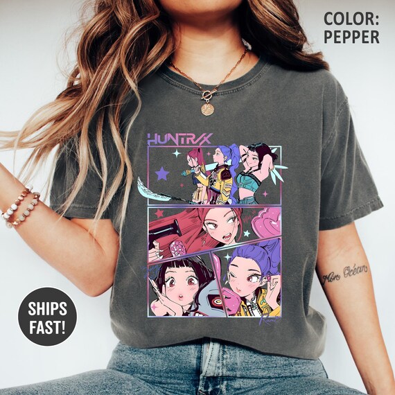 Huntrix Comfort Colors Shirt, Kpop Demon Hunters Shirt, Huntrix Girls Shirt, Mira Rumi Joey Shirt, Demon Hunter Merch, Gift For Kpop Fan Tee