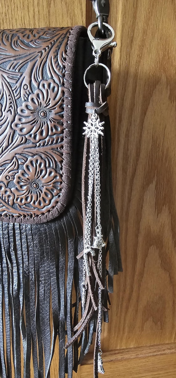 Holiday leather keychain/ bag charm