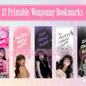 Y2K Aesthetic Kpop Ive Wonyoung Printable Bookmarks, PDF Instant Download Set of 12, Hot Girls Read