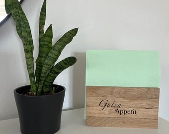 Serviettenhalter aus Eichenholz | Tischdeko | Serviettenhalter | personalisierbar | Küchendeko zum Hinstellen | Küchendeko | Deko Wohnzimmer