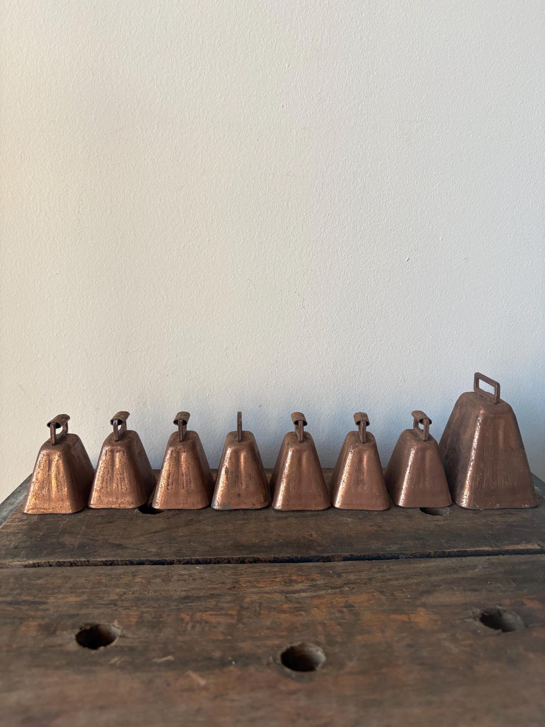 Cowbell Variations Beautiful Antique Copper Covered Cowbell Set, Ornaments, Set of ...