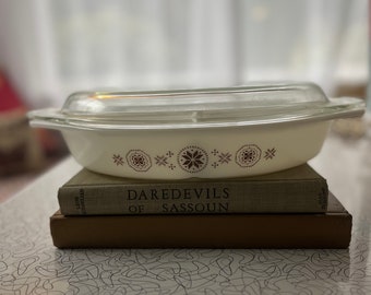 Vintage Pyrex Covered Casserole Dish with Lid Town and Country Brown