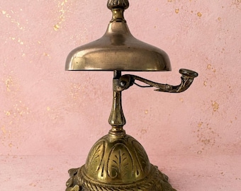 Gorgeous vintage brass counter bell hotel bell gold cute bell maid bell