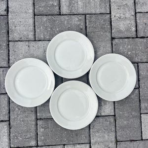 Vintage set of 4 Carr China White Ironstone Appetizer or Dessert plates from the 1940s great condition chunky and heavy farmhouse cottage