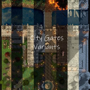 Stadspoorten, DnD Battle Map, D&D, Battle Map, Dungeons and Dragons, 5e, Fantasy Grounds, Foundry, Roll20, VTT, Digitale kaart, DnD Maps