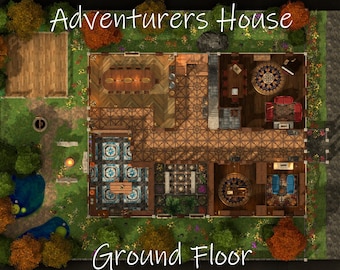 Adventurers House, DnD Battle Map, D&D, Battle Map, Dungeons and Dragons, 5e, Fantasy Grounds, Foundry, Roll20, VTT, Digital Map, DnD Maps