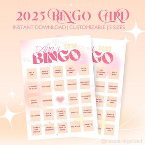 2025 Manifestation Bingo Card Template | Aesthetic Canva Template | New Year Goals Planner | Self-Growth Tool | Editable Template