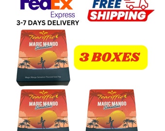 3 Boxes Teariffic Magic Mango Sensation Herb Energy Coffee (36 Sachets x 3g) - FREE Express Shipping