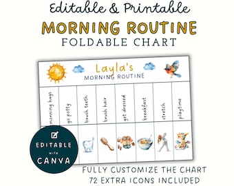 Flip Routine Chart, Morning Routine, Kids Routine Chart, Visual Schedule, Toddler Daily Schedule, Editable Routine, Daily Rhythm