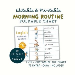 Flip Routine Chart, Morning Routine, Kids Routine Chart, Visual Schedule, Toddler Daily Schedule, Editable Routine, Daily Rhythm, Horizontal